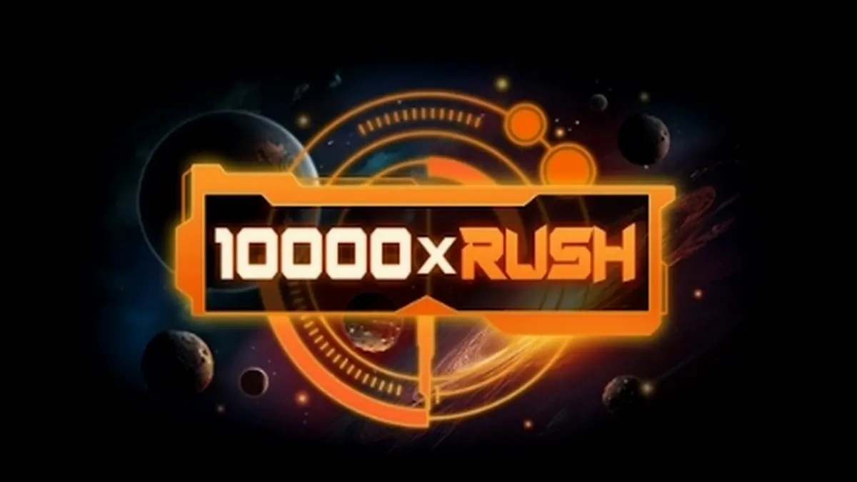 Tampilan layar utama permainan slot 10000 x Rush dengan desain visual yang dinamis