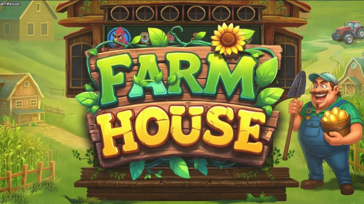 Tampilan visual slot Farm House dengan tema peternakan yang ceria